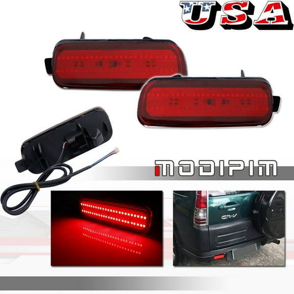 For 2002 - 2004 for Honda CR-V Red Lens Rear Reflector Fog Light Tail Brake Light Pair -