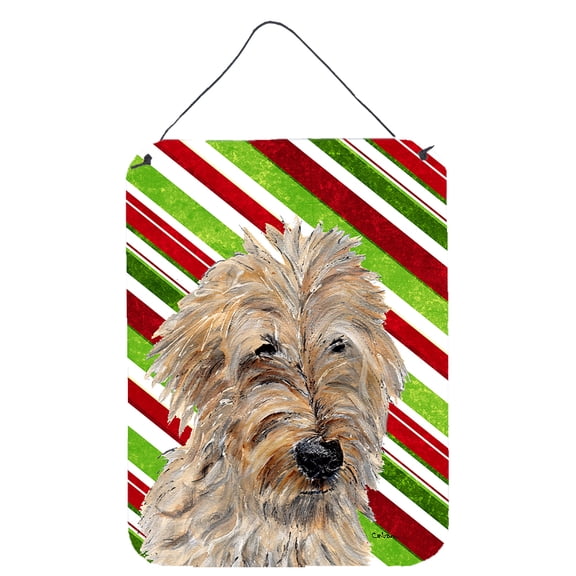 Golden Doodle 2 Candy Cane Christmas Wall or Door Hanging Prints