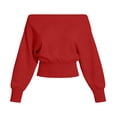 thumbnail image 5 of cocolona Off Shoulder Cropped Sweatshirts for Women Solid Color Long Sleeve Casual Shirts Sporty Trendy Fall Outfits, 5 of 7