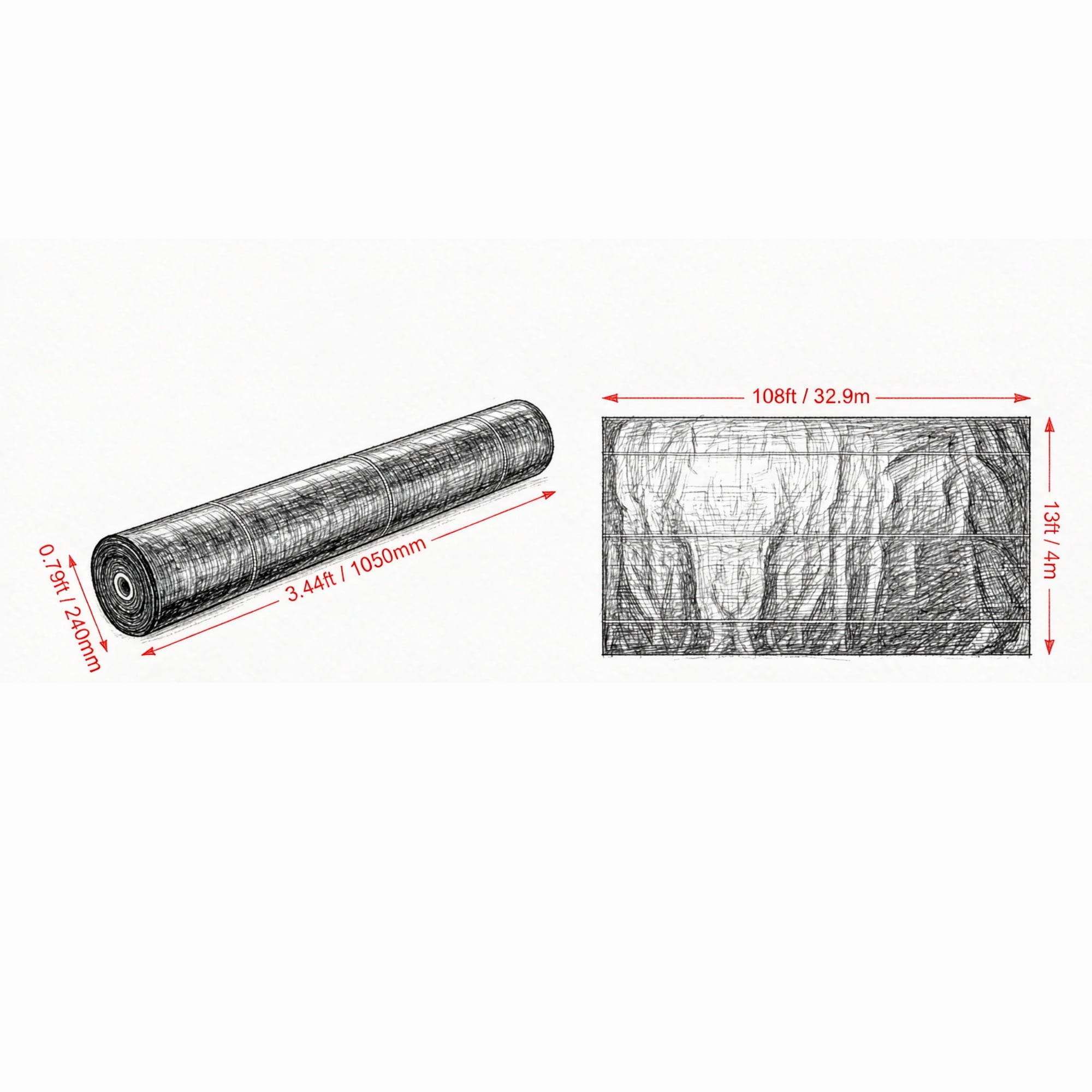 Heavy Duty Weed Barrier Fabric, 13FT x 108FT