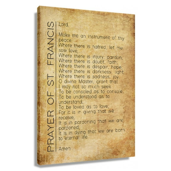 Prayer of St. Francis of Assisi Quotes Wall Art Retro Prints Poster Canvas Pictures for Hallway Wall Decorations for Bathroom Painting for Bedroom