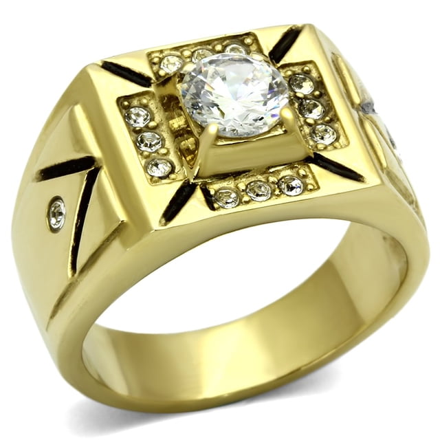 Bague en Acier Inoxydable avec Grade AAA CZ Transparent pour Femmes Style Pierre Claire TK723 Taille 8