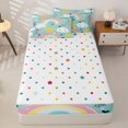 thumbnail image 4 of Erosebridal Cartoon Rainbow Zipper Twin Comforter Sets with Fitted Sheet and 2 Pillowcases,Kawaii Love Heart Zipper Bedding Set,Mint Green Pink Yellow,Reversible, 4 of 6