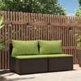 thumbnail image 1 of vidaXL Garden Middle Sofas with Cushions 2 pcs Brown Poly Rattan, 1 of 5