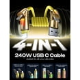 thumbnail image 2 of Cable de carga LISEN 4 en 1 USB A/C a C/L 240 W 2 m amarillo, 2 of 7