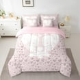 thumbnail image 3 of Feelyou Skeleton Skull Twin Bedding Sets 7-Piece, Gothic Romantic Love Heart Bedding Comforter Set, Pink Valentines Day Reversible Sheet Sets, Ultra Soft Bedroom Decor, 3 of 8