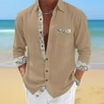 thumbnail image 3 of ZCFZJW Men's Button Down Dress Shirts Vintage Floral Patchwork Long Sleeve Casual Shirts Holiday Beach Hawaiian Shirts Vacation Wedding Shirts with Pocket Khaki#07 XXXL, 3 of 7