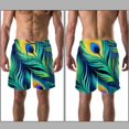 thumbnail image 3 of luoweisi Men's Beach Shorts Quick Dry Swim Trunks with Mesh Lining Peacock Feather L, 3 of 5