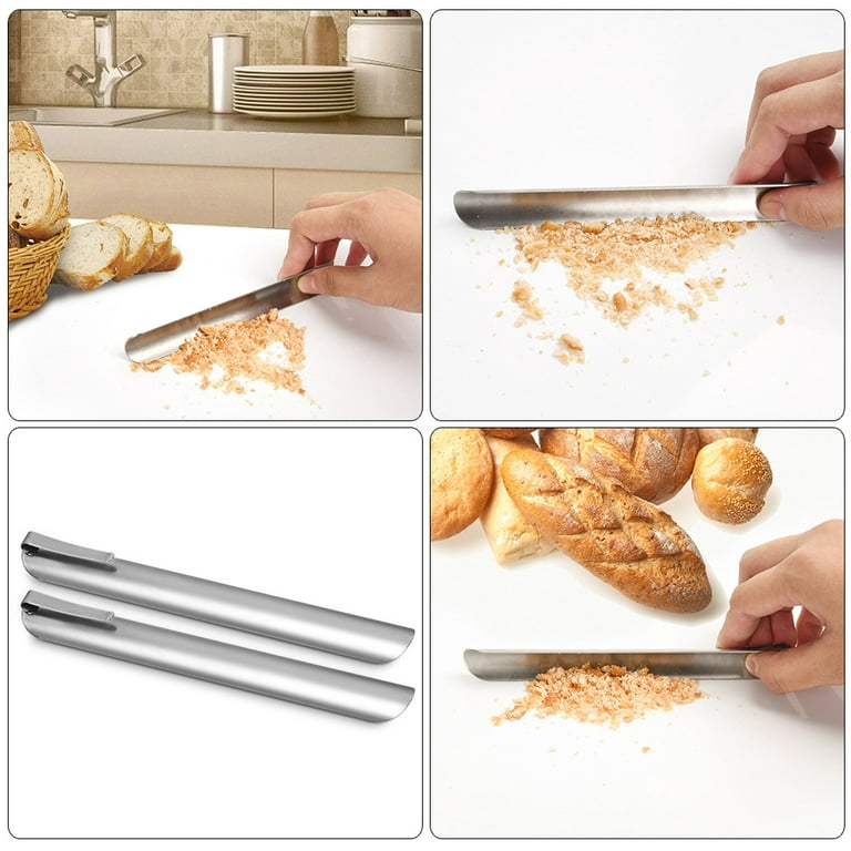 nicexmas Stainless Steel Bread Box for Kitchen Countertop Stainless Steel Crumb Scraper Durable Tabletop Crumb Scraper Crumb Sweeper Table Crumb Sweeper, Adult