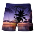thumbnail image 2 of sunsanly Men Beach Shorts Drawstring Loose Casual 3D Design Soft Keep Cooling Polyester Coconut Tree Pattern Men Summer Shorts Beachwear, 2 of 7