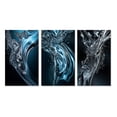 thumbnail image 2 of Designart "Waveform Dreams Black Monochrome Vision" Fractals Wall Art Set Of 3 - Black Fractals Gallery Set For Office Decor, 2 of 7