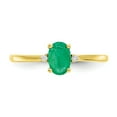 thumbnail image 4 of Solid 10k Yellow Gold Genuine Diamond and Emerald Green May Gemstone Birthstone Engagement Ring Size 8 (.016 cttw.), 4 of 6
