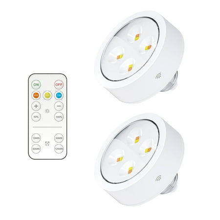 

Battery Operated Light Bulbs with Remote Battery Powered LED Puck Lights with E26 Screw In AA Battery Wireless Light Bulb for Non Electric Wall Sconce Pendant