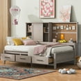 thumbnail image 3 of MODERNLUXE Twin Size Captain Bed with Drawers and Shelves, Cork Board and USB Ports Design, Antique Gray, 3 of 15