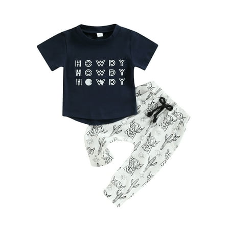 Canrulo Western Baby Boy Summer Clothes Cow Print Short Sleeve T-Shirt Top Pants Set 2Pcs Toddler Cowboy Outfits Navy 6-12 Months
Canrulo Western Baby Boy Summer Clothes Cow Print Short Sleeve T-Shirt Top Pants Set 2Pcs Toddler Cowboy Outfits Navy 6-12 Months