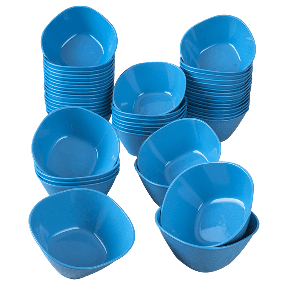 Tazón Cuadrado de Plástico de 600 ml. Santa Anita 48 Piezas Color Azul Aqua