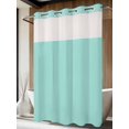 thumbnail image 4 of Pure Light Cyan No Hook Shower Curtain Waterproof, Bathroom Curtains with Snap in Liners and See Through Top Window, Simple Solid Color Hotel Style Bathtub Curtains Shower 48"Wx72"L, 4 of 8