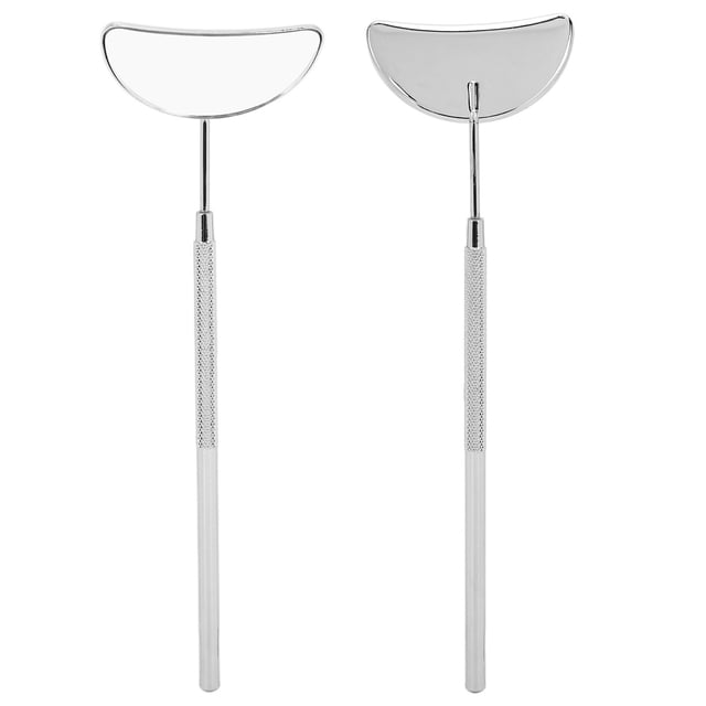 Moon Shaped Eyelash Extension Mirror with Detachable Handle, Stainless Steel, Easy Observation for Clear View