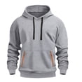 thumbnail image 2 of TOWED22 Hoodie Sweatshirt for Men Solid Color Hoodies Long Sleeve Pullover Athletic Classic Hooded Sweatshirts Comfy(Light Gray,3XL), 2 of 9