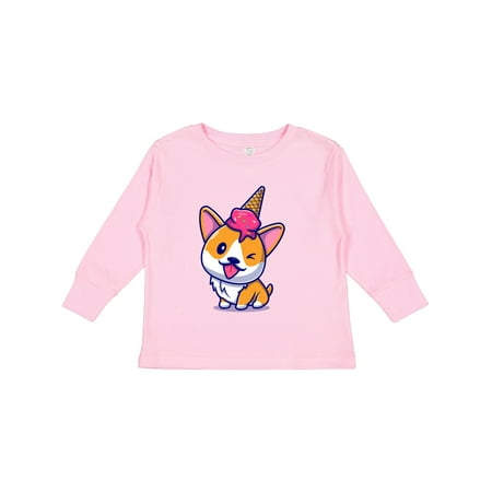 

Inktastic Corgi Ice Cream Unicorn Boys or Girls Long Sleeve Toddler T-Shirt