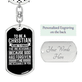 thumbnail image 2 of Christian Means To Forgive Stainless Steel or 18k Gold Premium Swivel Dog Tag Keychain, 2 of 10