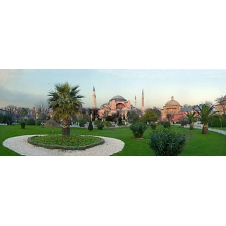 Formal garden in front of a church Aya Sofya Istanbul Turkey Canvas Art - Panoramic Images (30 x