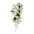 thumbnail image 4 of facefd Wedding Bride Bridal Waterfall Hand Bouquet Artificial Hand Rose Flower, 4 of 5