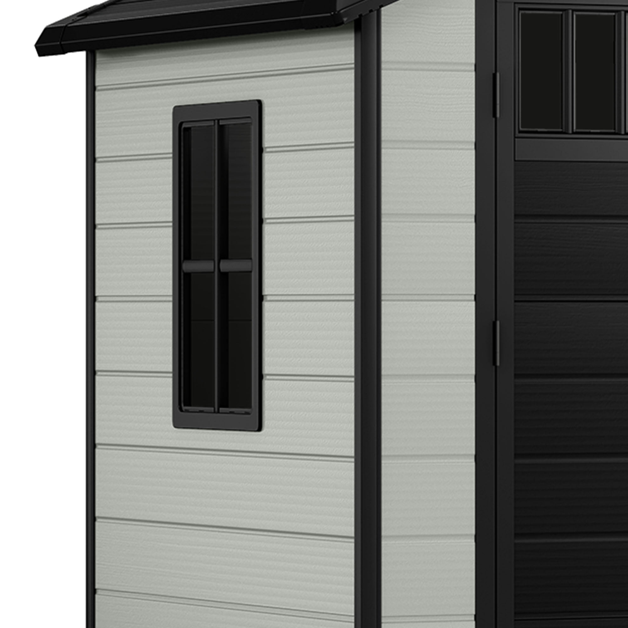 Uforic 6x4.4 FT Outdoor Storage Shed with Floor and Window, Large Storage Shed with Lockable Door, and Vents, Blue Gray