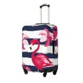 thumbnail image 2 of Easygdp Dark Blue Stripes And Pink Flamingos Double-Sided Printed Elastic Suitcase Protective Cover,Invisible Zipper, Business Trip Luggage Cases,Washable And Resistant To Falling -Medium, 2 of 9