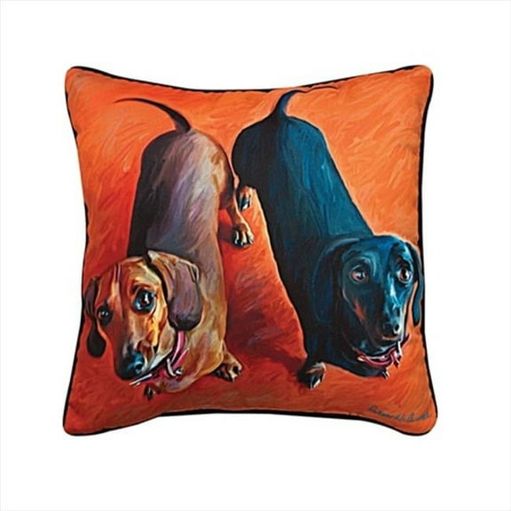 Paws And Whiskers Double Dachsies Dachshund Printed Pillow 18 X 18 in.
