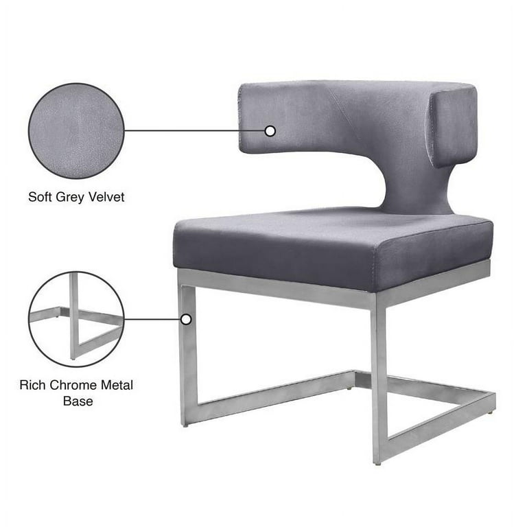 Meridian Furniture Alexandra Velvet Dining Chair - Chrome Meridian Furniture Alexandra Velvet Dining Chair - Chrome