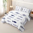 thumbnail image 3 of Manfei Doodle Ocean Fish Quilt King, Rustic Arrow King Coverlet Set, Navy White, 3pcs, 1 Bedspread and 2 Pillowcases, 3 of 7