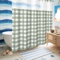 thumbnail image 5 of No Hook Shower Curtain, Sage Green Buffalo Plaid Shower Curtains for Bathroom with See Through Top Window, Farmhouse Green White Checkered Waterproof & Washable Bath Curtain Long 72"x78", 5 of 9
