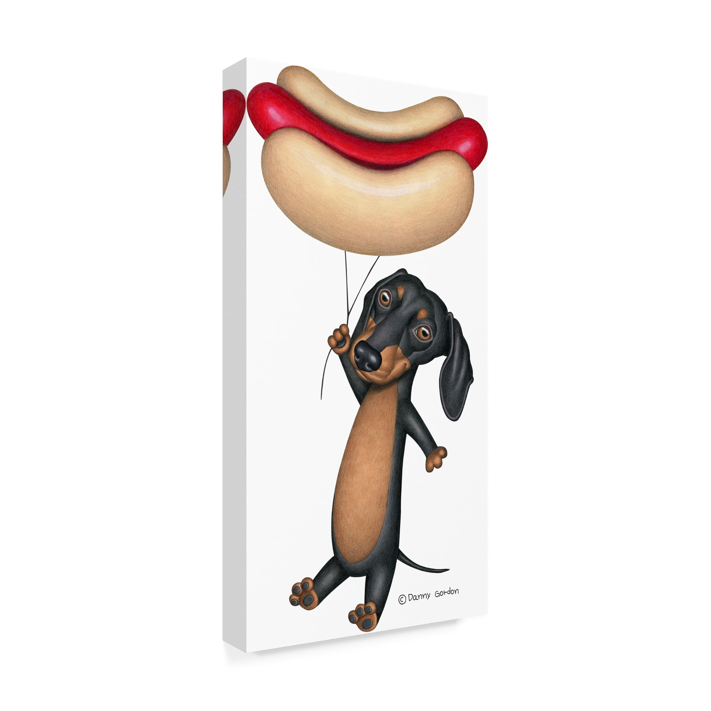 Danny Gordon Art 'Black Dachshund Hotdog Balloon' Canvas Art