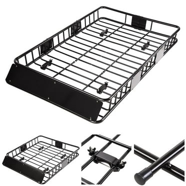 Universal Steel Roof Rack Cargo Basket - Black Coated Luggage Carrier For SUV/Truck