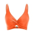 thumbnail image 6 of Womens Swim Tops Women's Solid Color Tankini Set Beach Pool Cover Up Hollow Out Bikini Top with Swim Shorts Conservative Two Piece Bathing Suit Orange XXL, 6 of 7