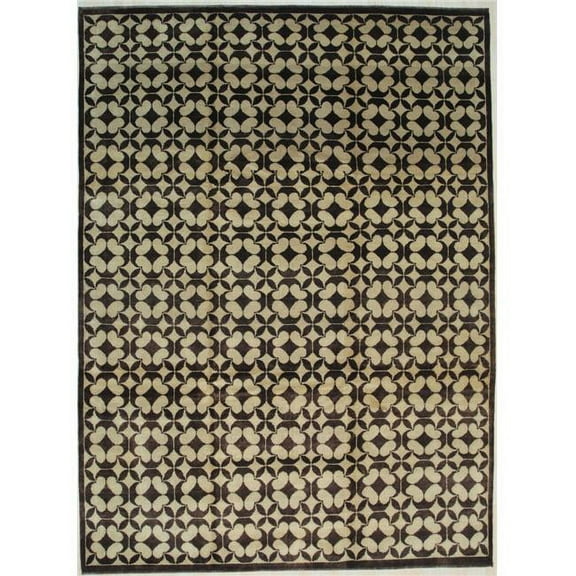 EORC 9 x 12 ft. Ningxia Transitional Persian Knot Area Rug - Black