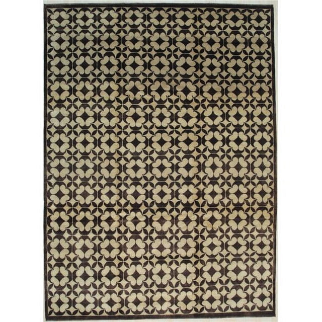 EORC FAF156BK9X12 9 x 12 Pi Ningxia Tapis Transitionnel Persan à Nœud pour Aire, Noir