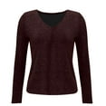 thumbnail image 5 of Women'S Sequin Shirts 2026 Shinny V Neck Print Shirt Fashion Sparkly Loose Fit Tops Glitter Top Trendy Dressy Clothes,Sequin Tops for Women Sparkly Shirts Holiday Party Long Sleeve Top Outfits Wine M, 5 of 9