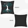 thumbnail image 6 of Set of 2 18x18in Throw Pillow Covers with Symmetrical Teal Tree Design on Black Background - Perfect for Couch Bed or Car, 6 of 8