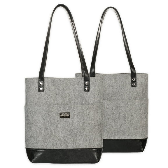 Christian Art Gifts Felt and Faux Leather Bible Tote | Gray and Black with Jeremiah 29:11 Badge
