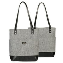 Christian Art Gifts Felt and Faux Leather Bible Tote | Gray and Black with Jeremiah 29:11 Badge