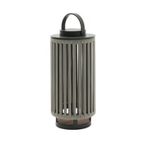 Outdoor Solar Lights Patio Decorative Lanterns with Handle Aluminum Lantern with Braided Rope,Gray,21 Inches