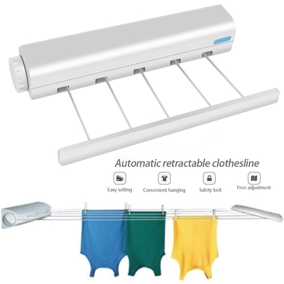 Everso Retractable Outdoor Clothesline Indoor Wall Mounted Flexible Clothes Dryer Line for Hang Wet or Dry Laundry