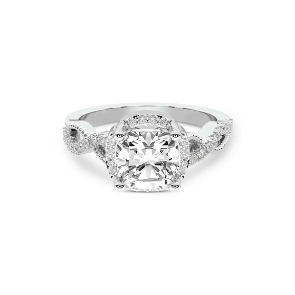 IGI Certified 1 Carat Cushion Shape Lab Grown Diamond Engagement Ring | 14K White Gold | Astoré Channel Glided Diamond Ring | FG-VS1-VS2 Quality Friendly Diamonds