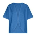 thumbnail image 4 of JGGSPWM Women's Plus Size Lightweight Shawl Cardigan Open Front 3/4 Sleeve Kimono Casual Eyelet Shirt Solid Elbow Length Fall Cover Up Blue#/001 S, 4 of 7