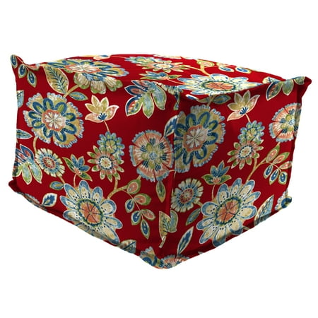 Outdoor 25" x 23" x 17" Pouf Ottoman with Flange