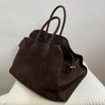 thumbnail image 4 of Bolso Tote de ante sintético para mujer | Bolso de mano de gran capacidad 15x10x9 pulgadas de moda con asa superior café | Material ligero y duradero para la bandada | Trabajo de viaje Bolsa, 4 of 6