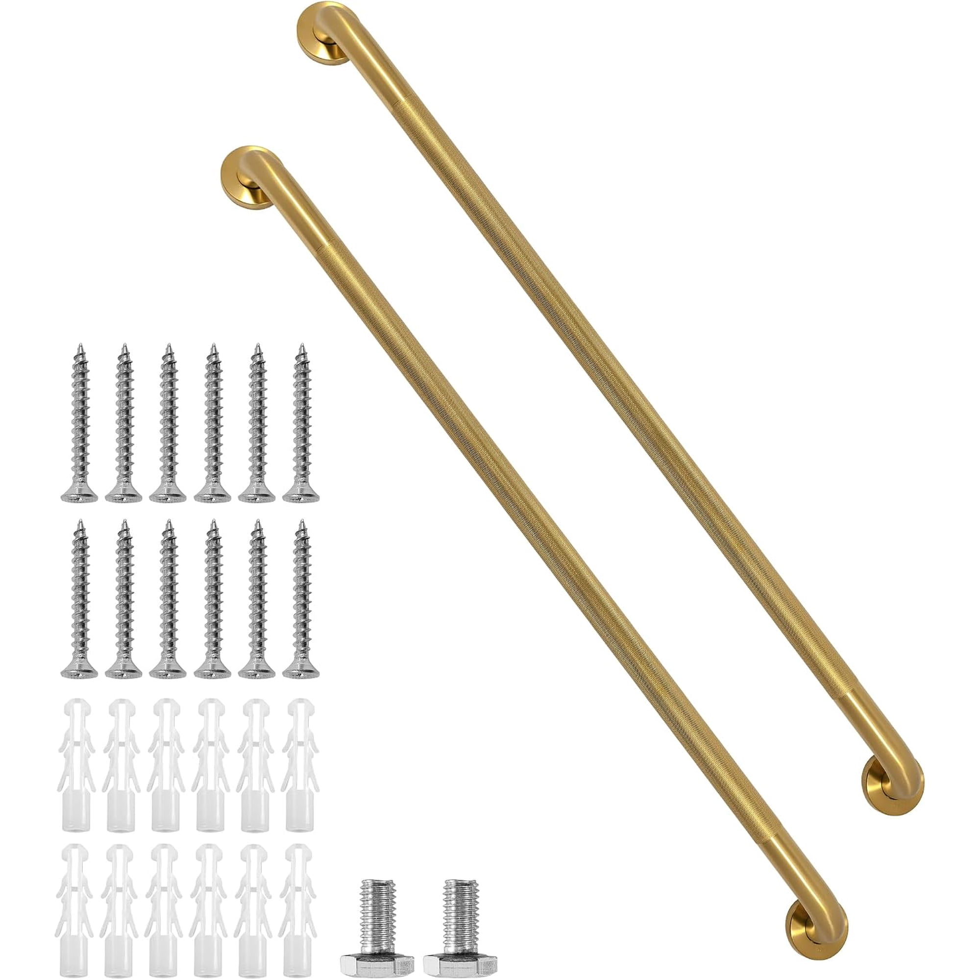 Shower Grab Bar, 2 Pack 39.4 Inch Gold Bathroom Grab Bar, 1.25" Diameter 304 Stainless Steel Anti-Slip Grab Bars for Bathtubs and Showers, Handicap Shower Grab Bar for Seniors Elderly