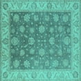 thumbnail image 1 of Ahgly Company Machine Washable Indoor Square Oriental Turquoise Blue Traditional Area Rugs, 6' Square, 1 of 4